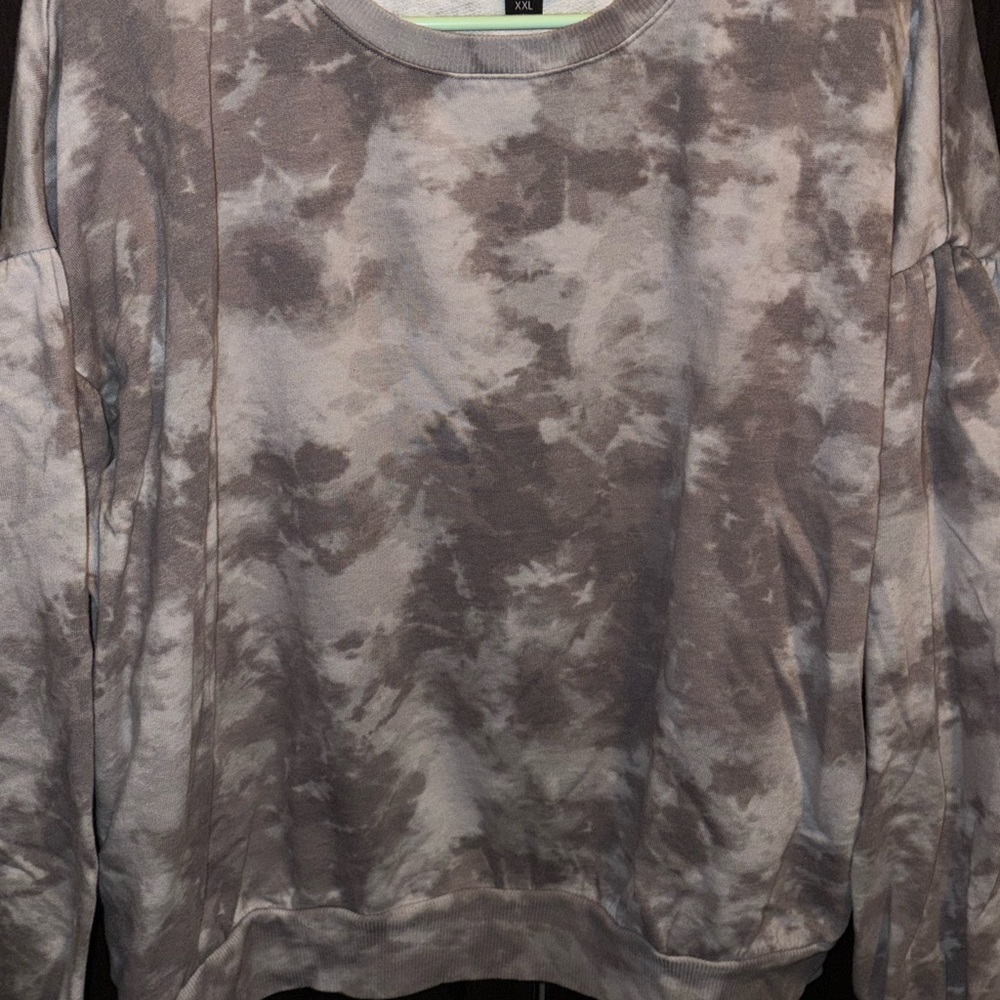 Vera Wang Tie-Dye Gray Crewneck Sweatshirt